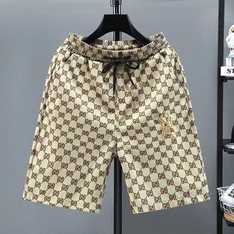 Unisex Gucci-Inspired Shorts Beige GG Print Casual