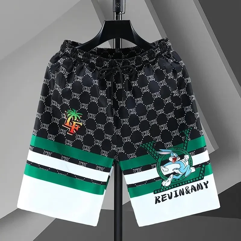 Casual Shorts with CR Monogram and Cartoon Print