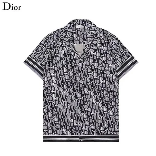 Dior Classic Logo Short Sleeve Shirt Black/White