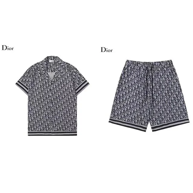 Dior Classic Logo Set Black & White Shorts Set