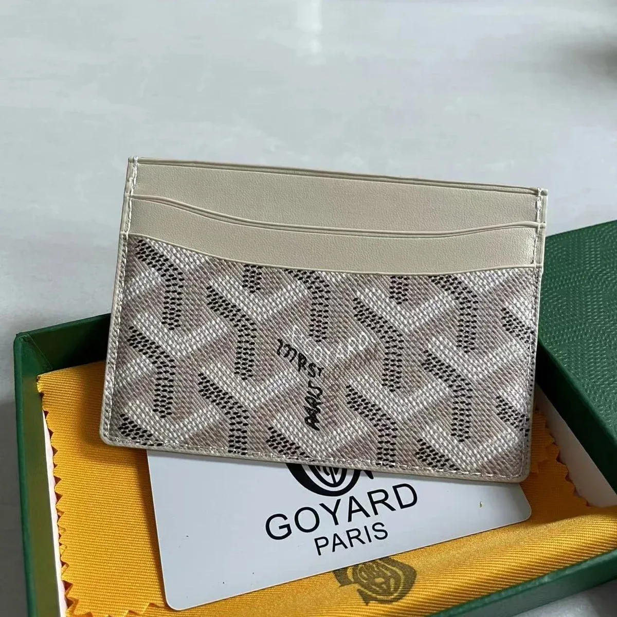 Goyard Beige Goyardine Card Holder