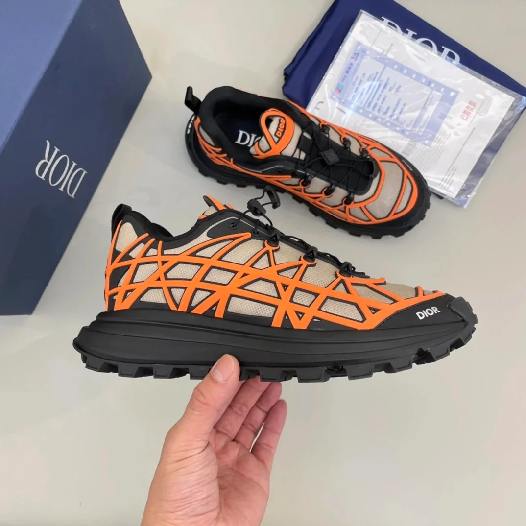 Dior Air Force 1 Orange/Black Trail Sneakers