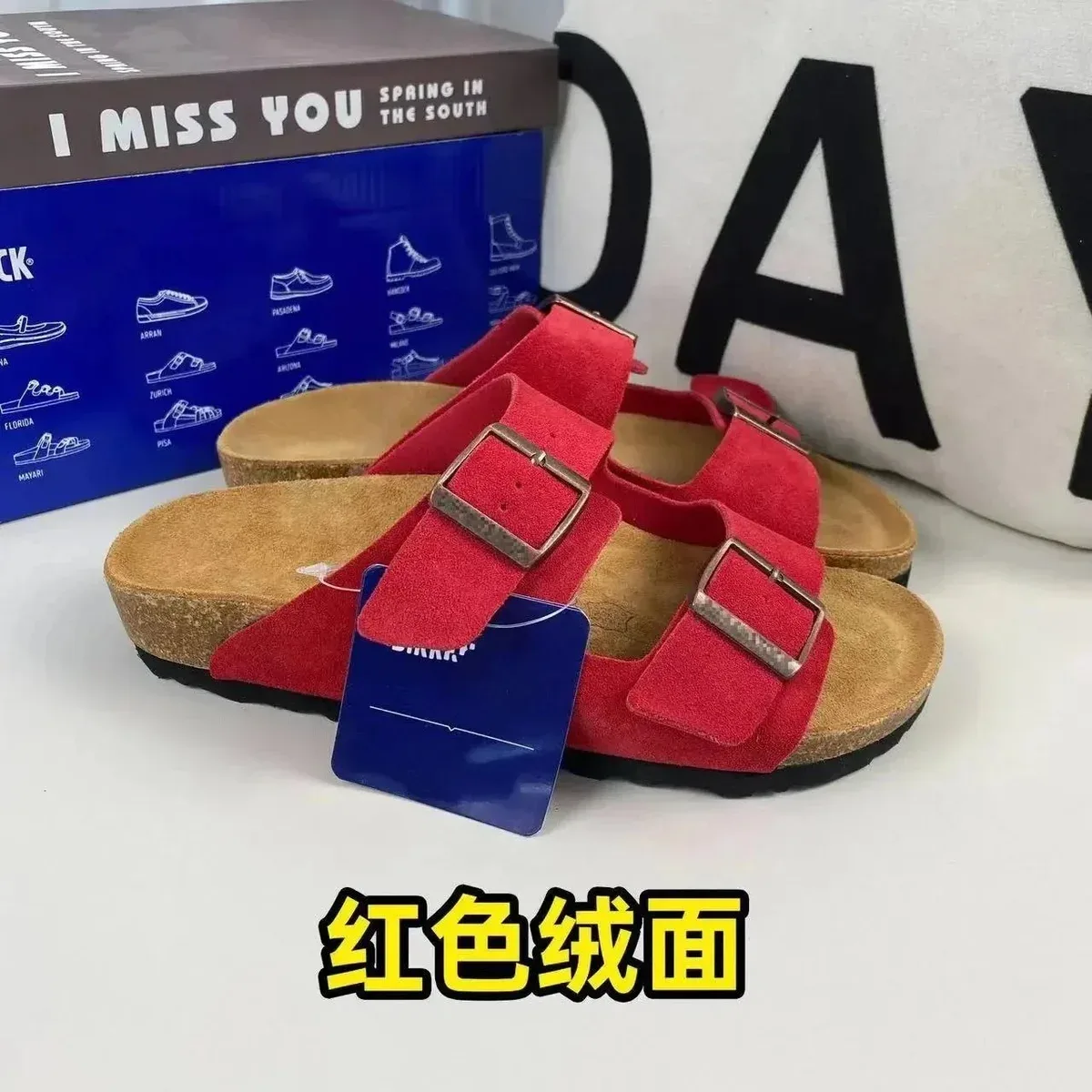 Birkenstock Arizona Red Suede Sandals
