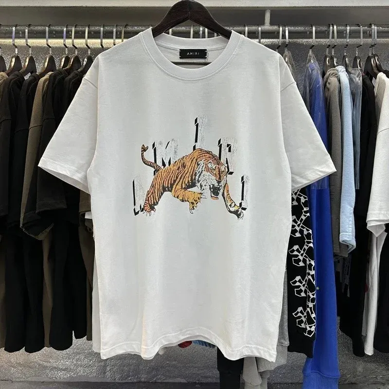 Amiri Tiger Print Oversized T-Shirt White