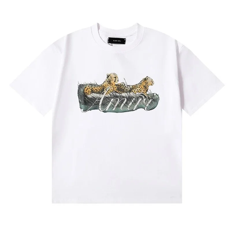 Amiri White Cheetah Print T-Shirt
