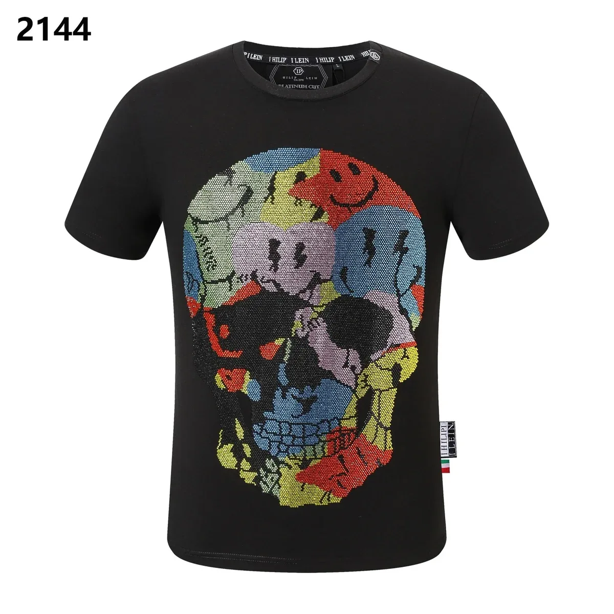 Philippe Klein 2144 Skull Print T-Shirt Black