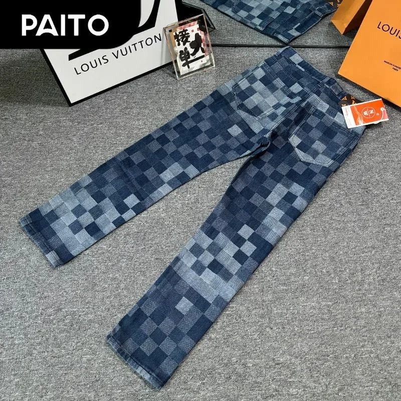 PAITO Checkered Denim Jeans