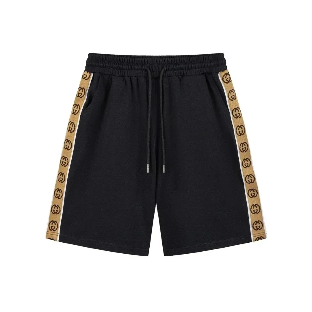 Gucci GG Supreme Black & Beige Side Stripe Shorts