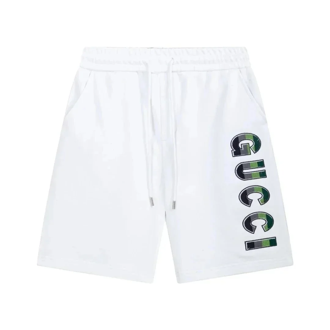 Gucci White Green Logo Shorts