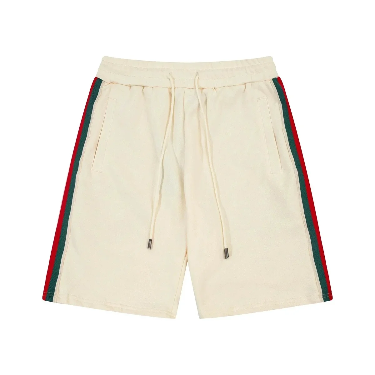 Beige with Red and Green Stripes Shorts