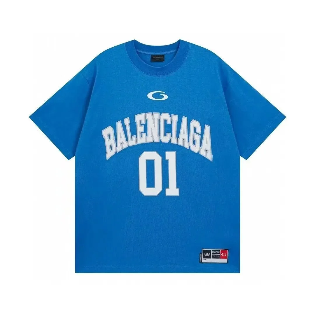 Balenciaga College Logo T-Shirt Blue