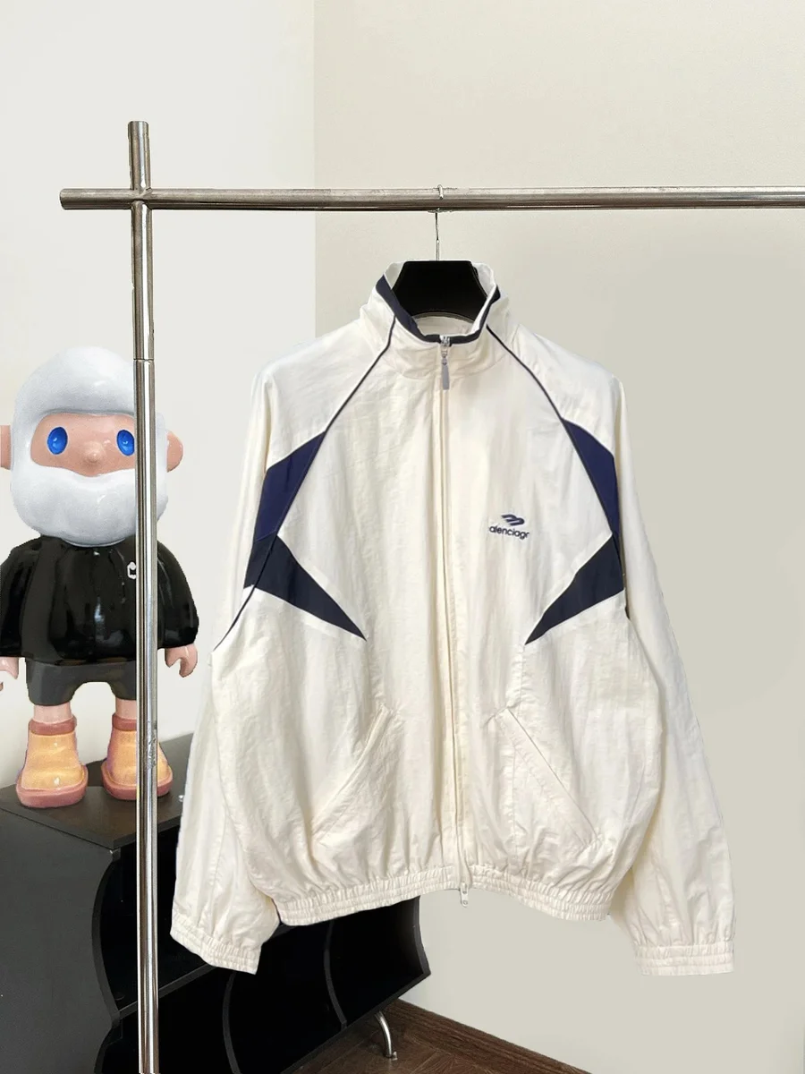 White & Navy Alencio Track Jacket