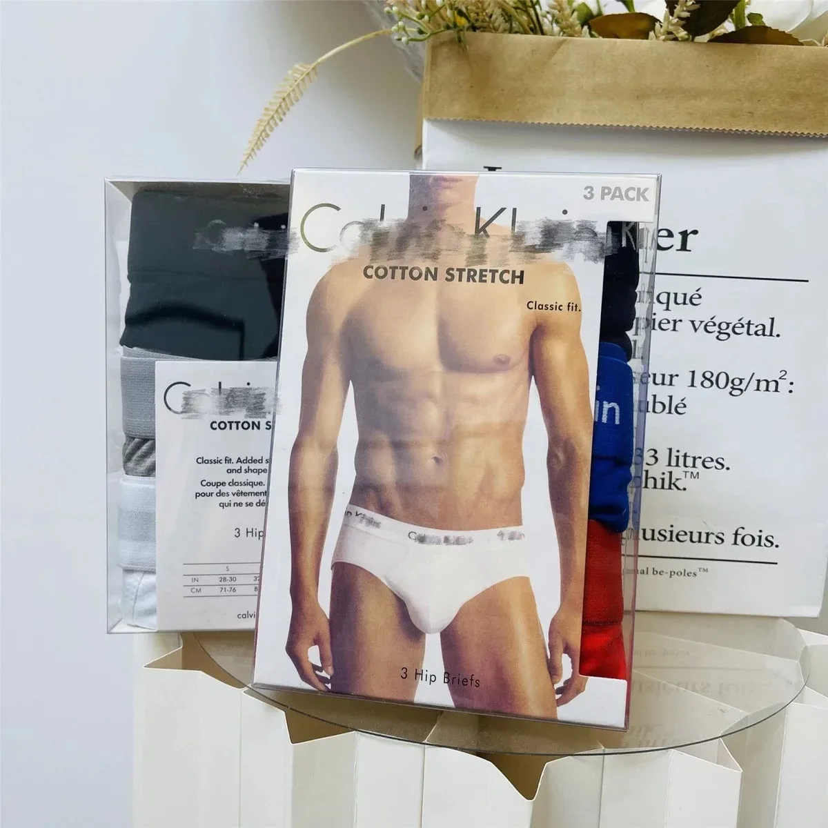 Calvin Klein Cotton Stretch Hip Briefs Black/White/Grey