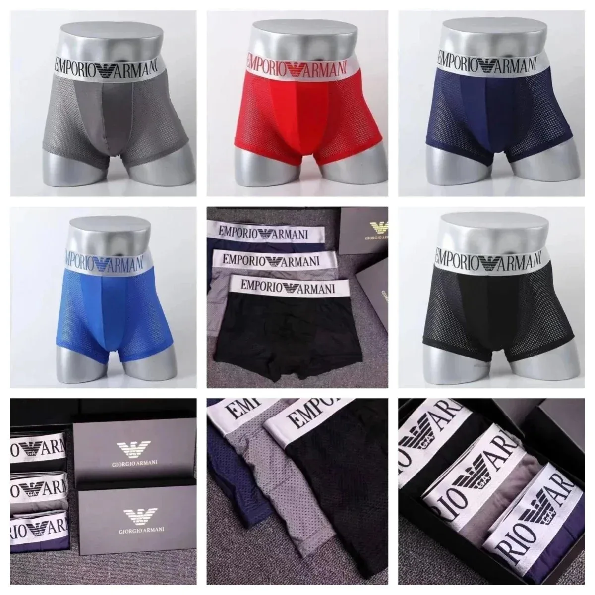 Emporio Armani Boxer Briefs Black/Grey/Blue 3-Pack
