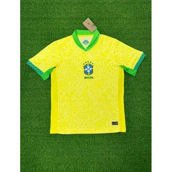 Adidas 2425巴西主场 Jersey Yellow Green Soccer Shirt