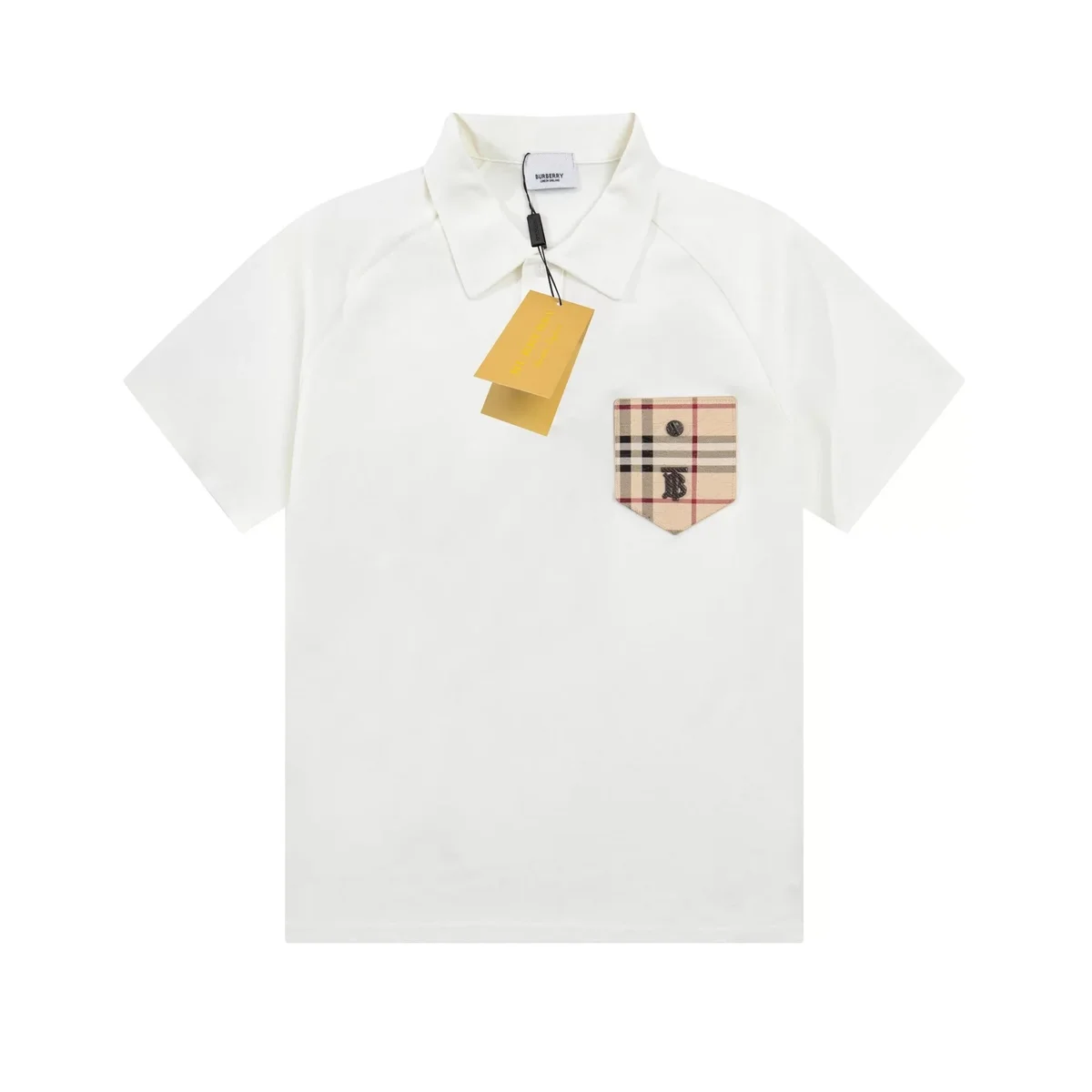 Burberry White TB Check Pocket Polo Shirt
