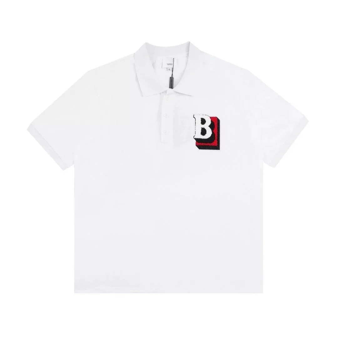 Burberry White 'B' Embroidered Polo Shirt