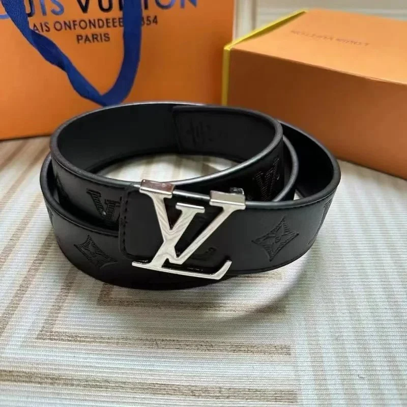 Louis Vuitton LV Monogram Belt Black Leather Belt