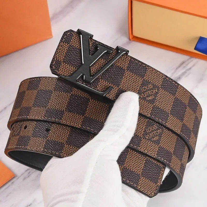 Louis Vuitton Damier Ebene Belt Brown Leather
