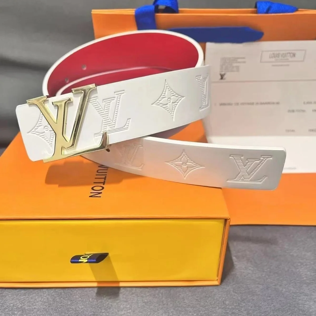 Louis Vuitton Tabi White Leather Belt