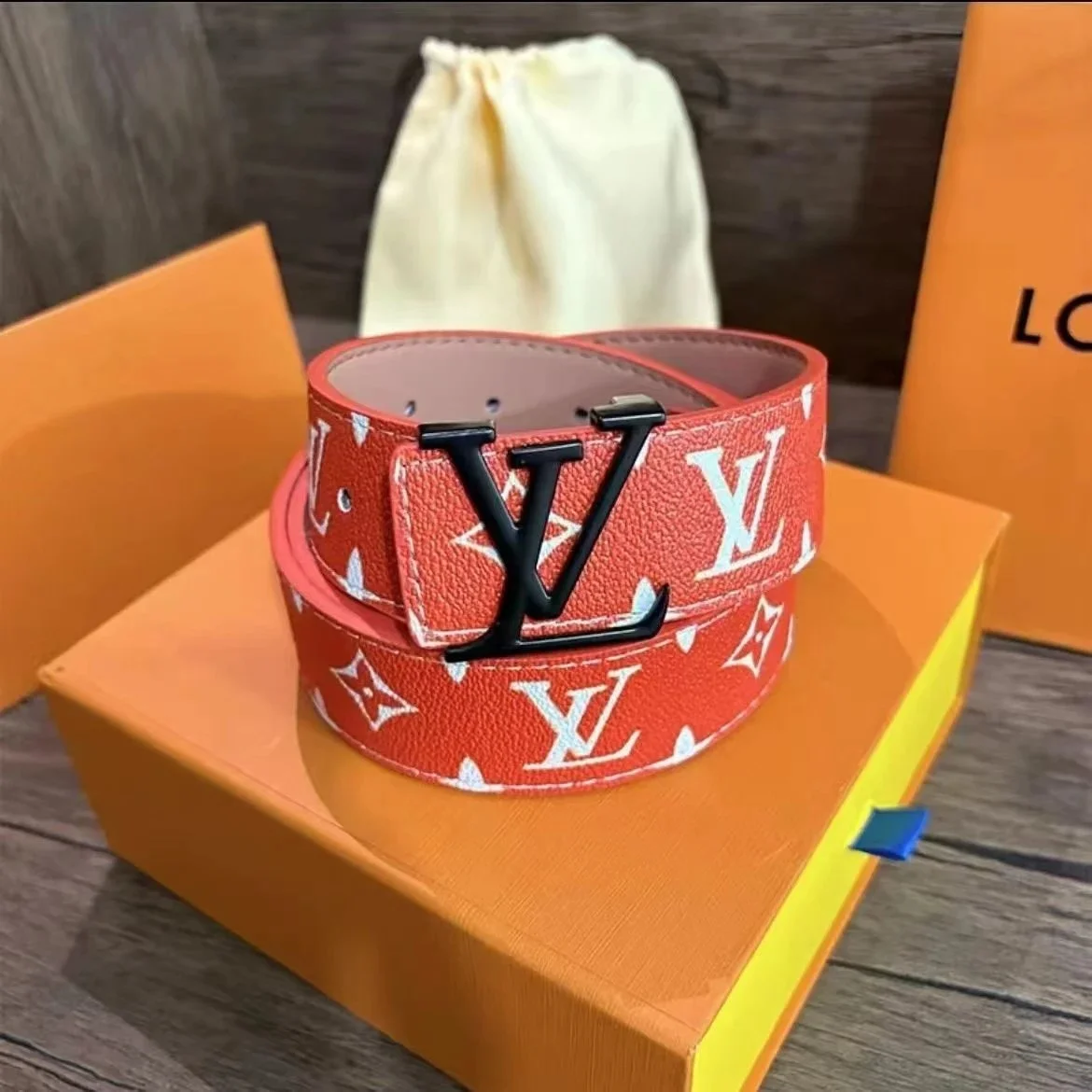 Louis Vuitton Neverfull Monogram Belt Red
