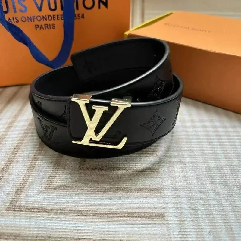 Louis Vuitton LV Monogram Belt Black Leather