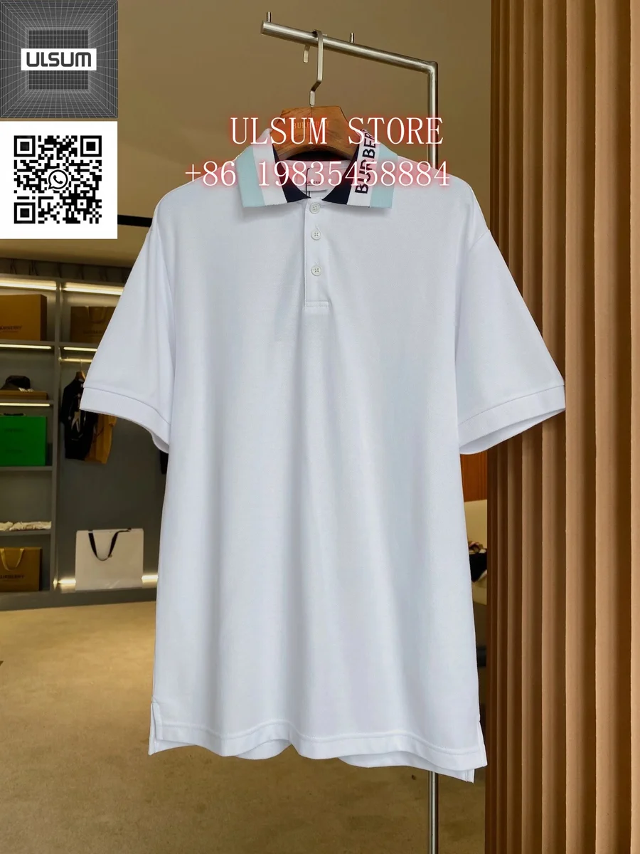 Burberry White Polo Shirt with Contrasting Collar