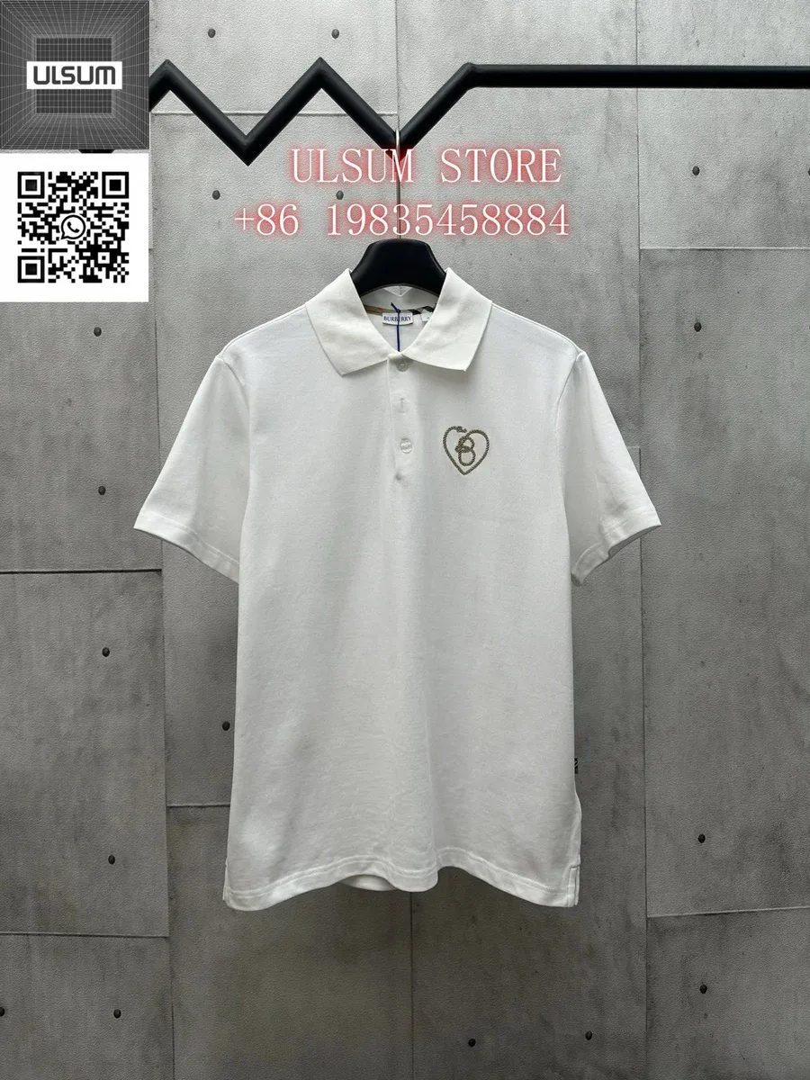 Burberry White Polo Shirt with Embroidered Logo