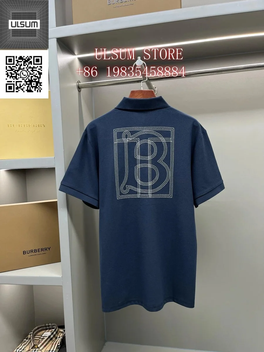 Burberry Navy 'B' Embroidered Polo Shirt