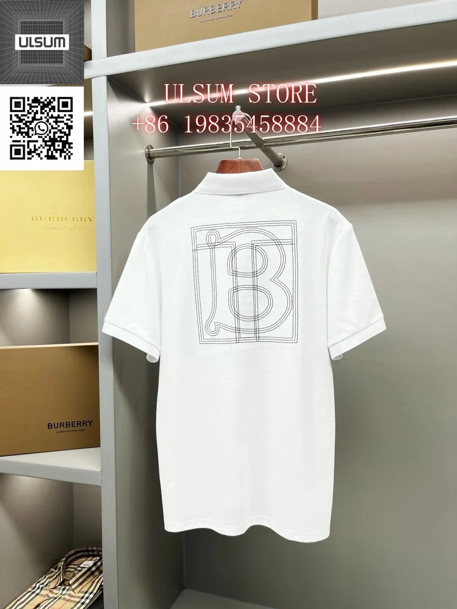 Burberry White 'B' Embroidered Polo Shirt