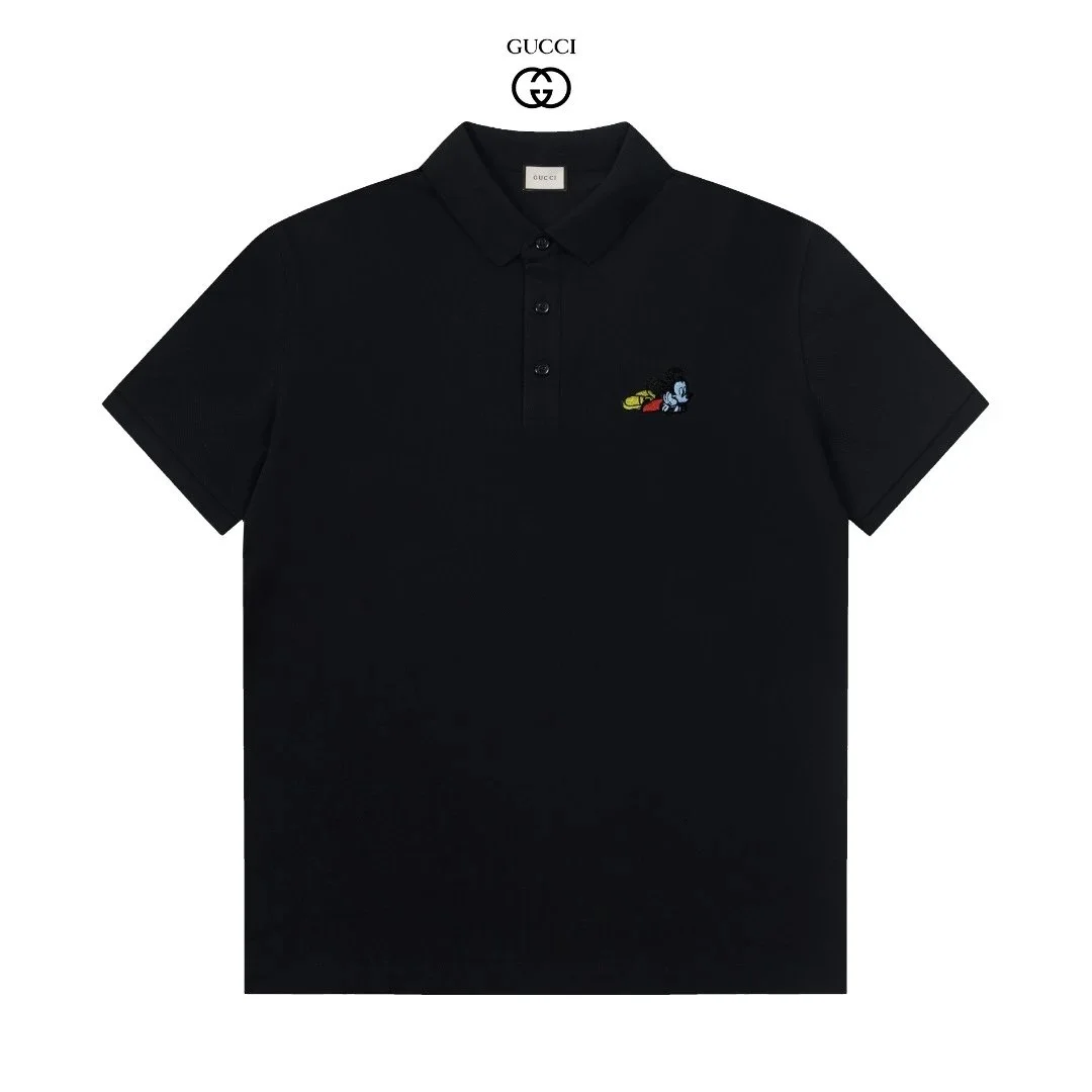 Gucci Black Mickey Mouse Embroidered Polo Shirt