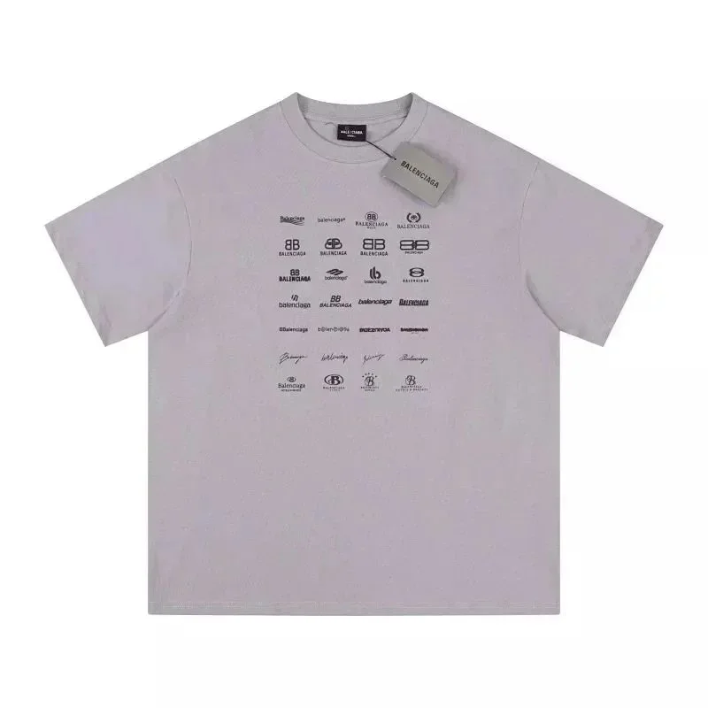 Balenciaga Logo Print Oversized T-Shirt Light Grey