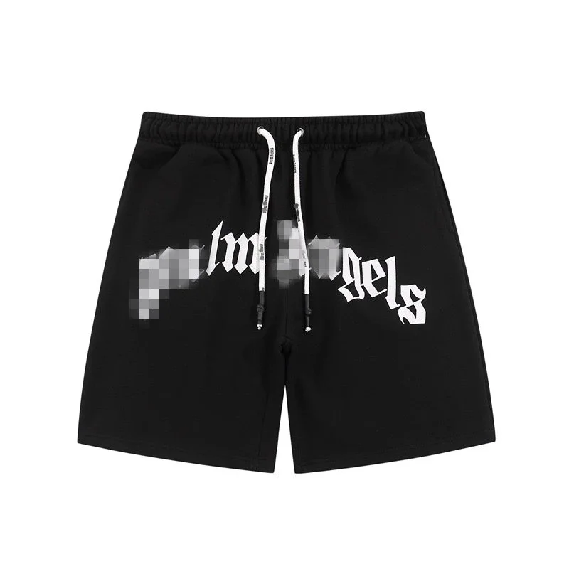 Palm Angels Angels Black White Graphic Shorts
