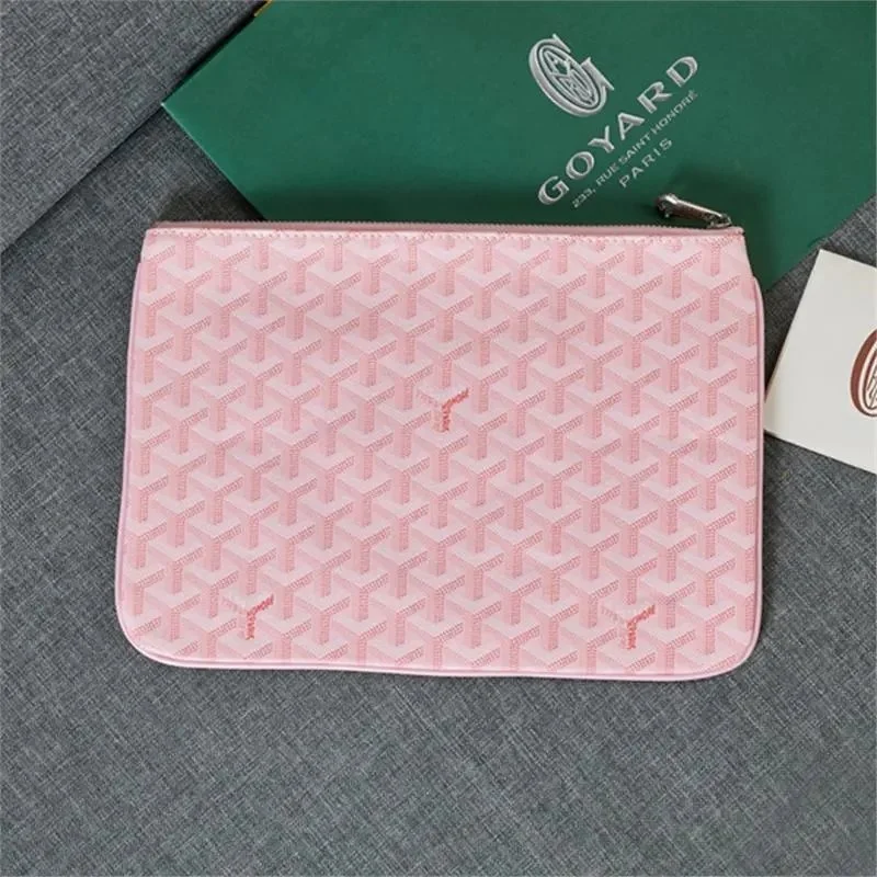 Goyard Pink Goyardine Canvas Clutch Bag