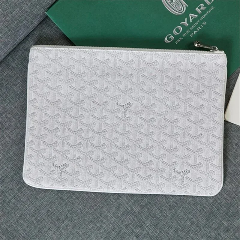 Goyard White Goyardine Zip Pouch