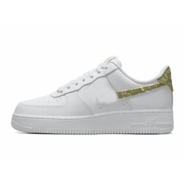 Nike Air Force 1 White Gold Swoosh Sneakers