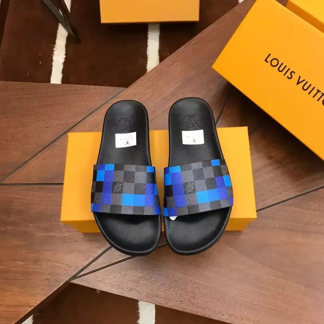 Louis Vuitton Tabi Blue & Black Checkered Slippers