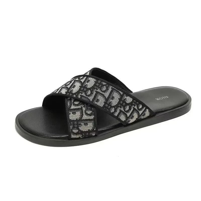 Dior Lady Dior Monogram Slide Sandals Black