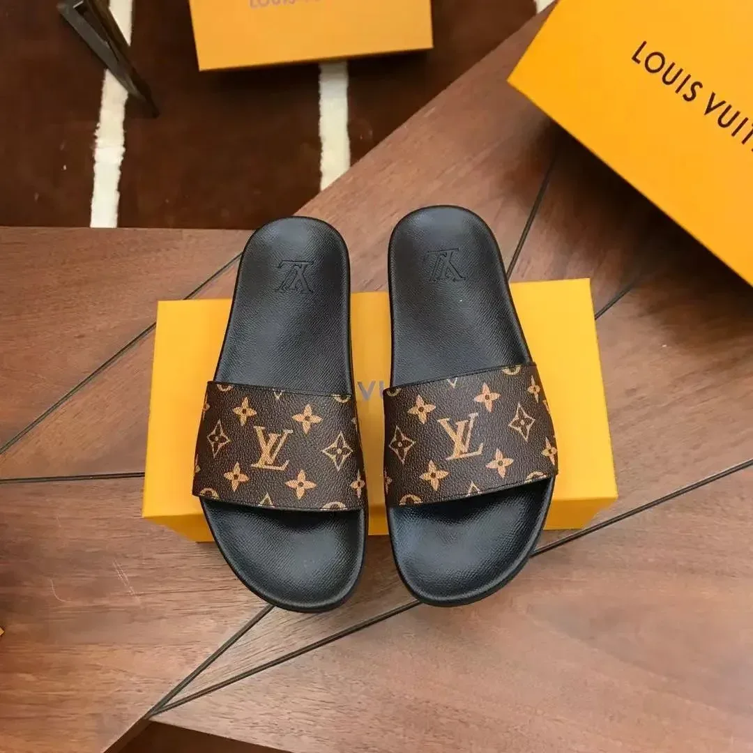 Louis Vuitton Monogram Slide Sandals Black