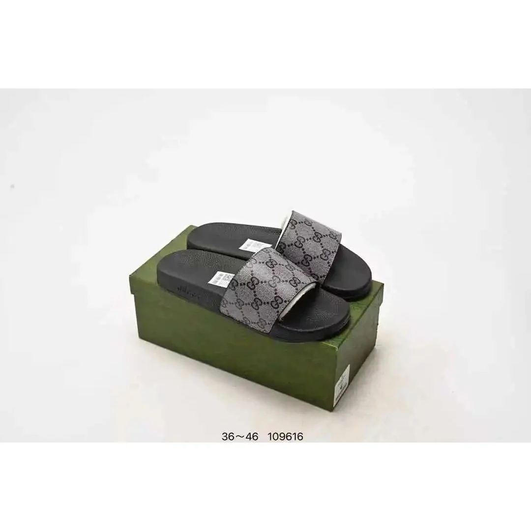 Gucci GG Supreme Black & Grey Slippers