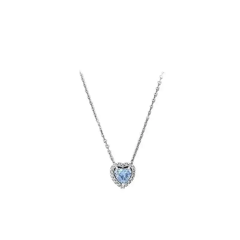 Heart Pendant Necklace with Blue Stone