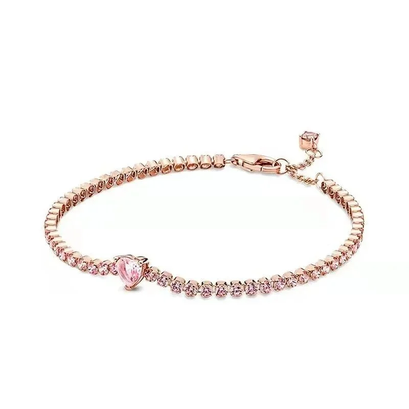 Pandora Return to Tiffany Pink Crystal Heart Bracelet