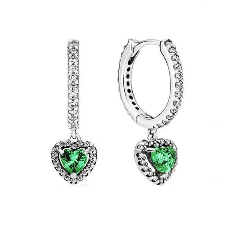 Pandora Return to Tiffany BB-12 Green Heart Drop Earrings