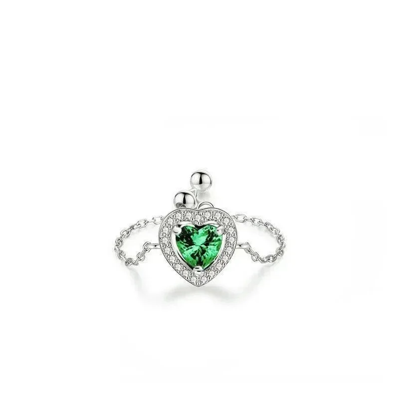 Heart-Shaped Green Gemstone Ring Jewelry