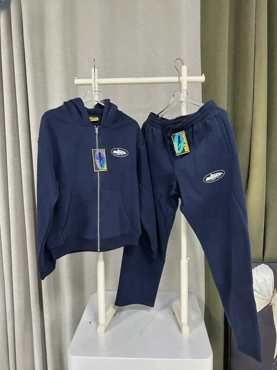 Navy Blue Hoodie & Pants Set