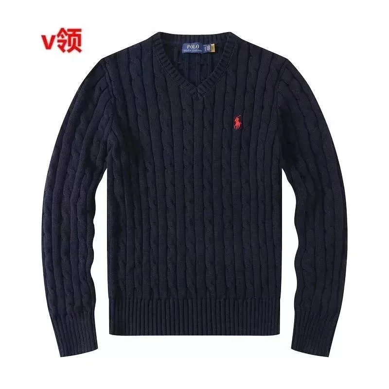Polo Ralph Lauren Navy Cable Knit V-Neck Sweater