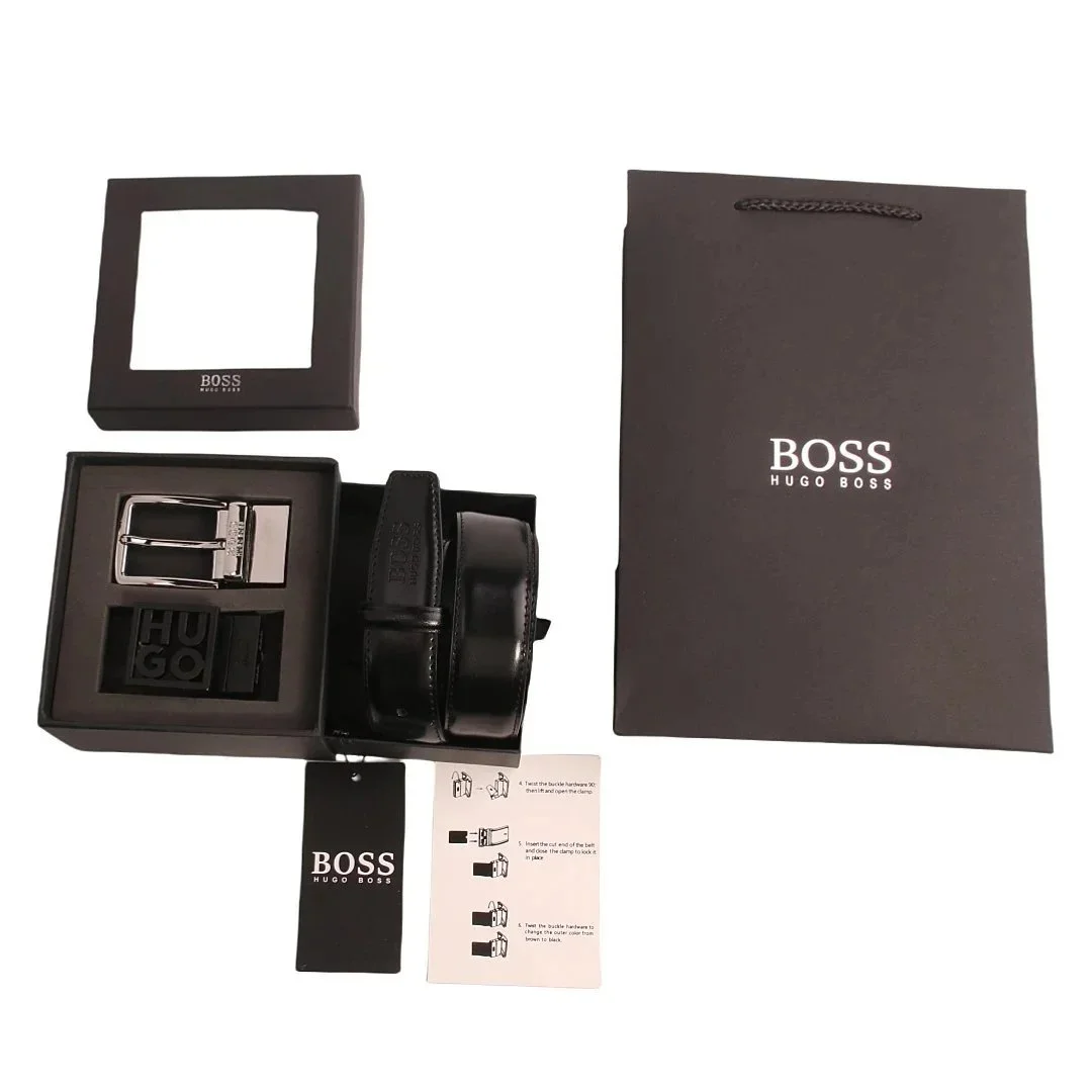 Hugo Boss Black Leather Belt Set