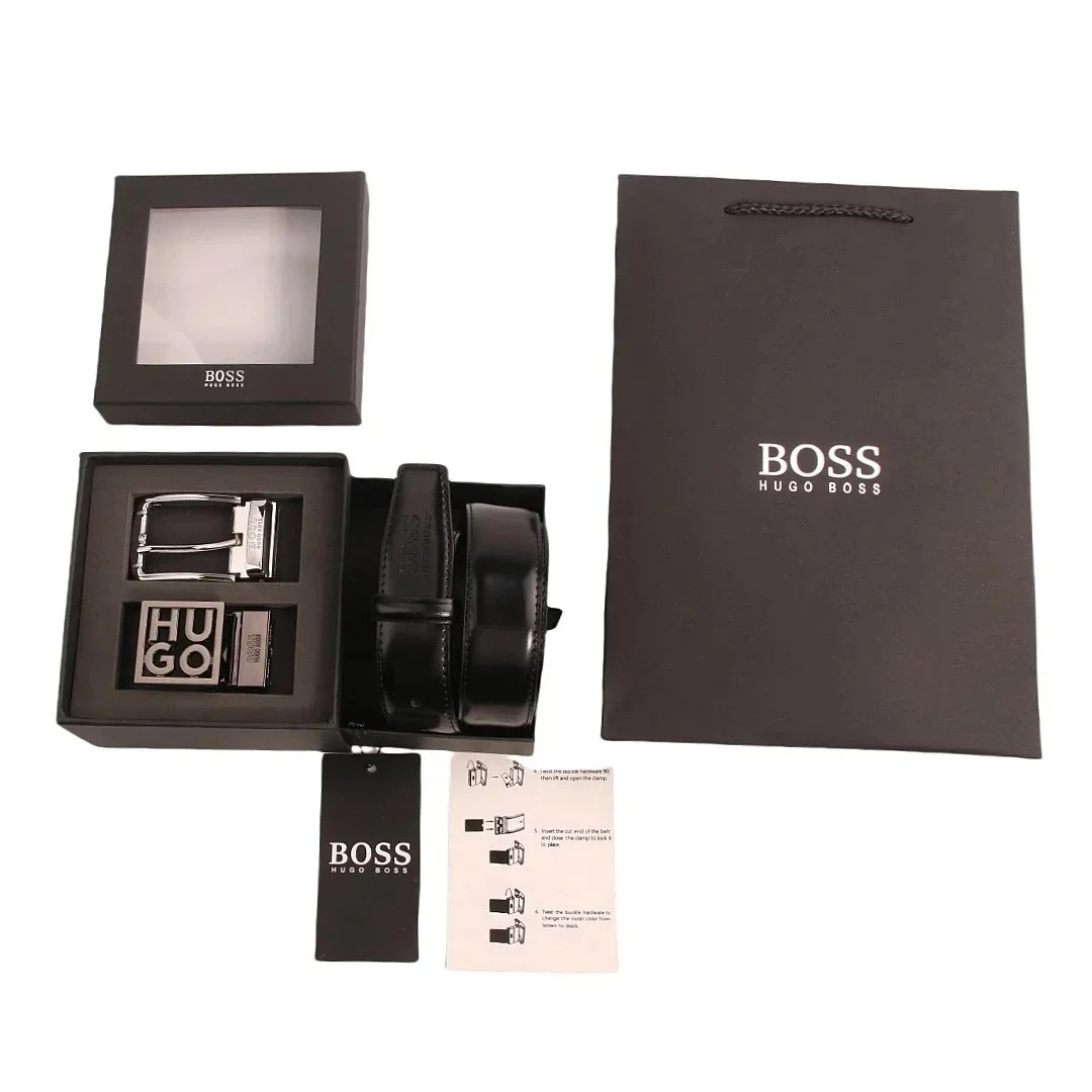 Hugo Boss Black Leather Belt Set