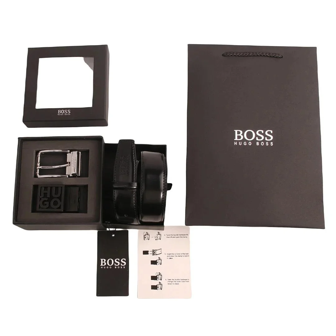 Hugo Boss Black Leather Belt Set