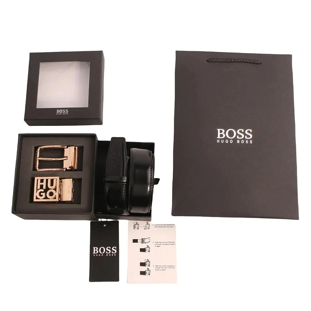 Hugo Boss Black & Gold Belt Set